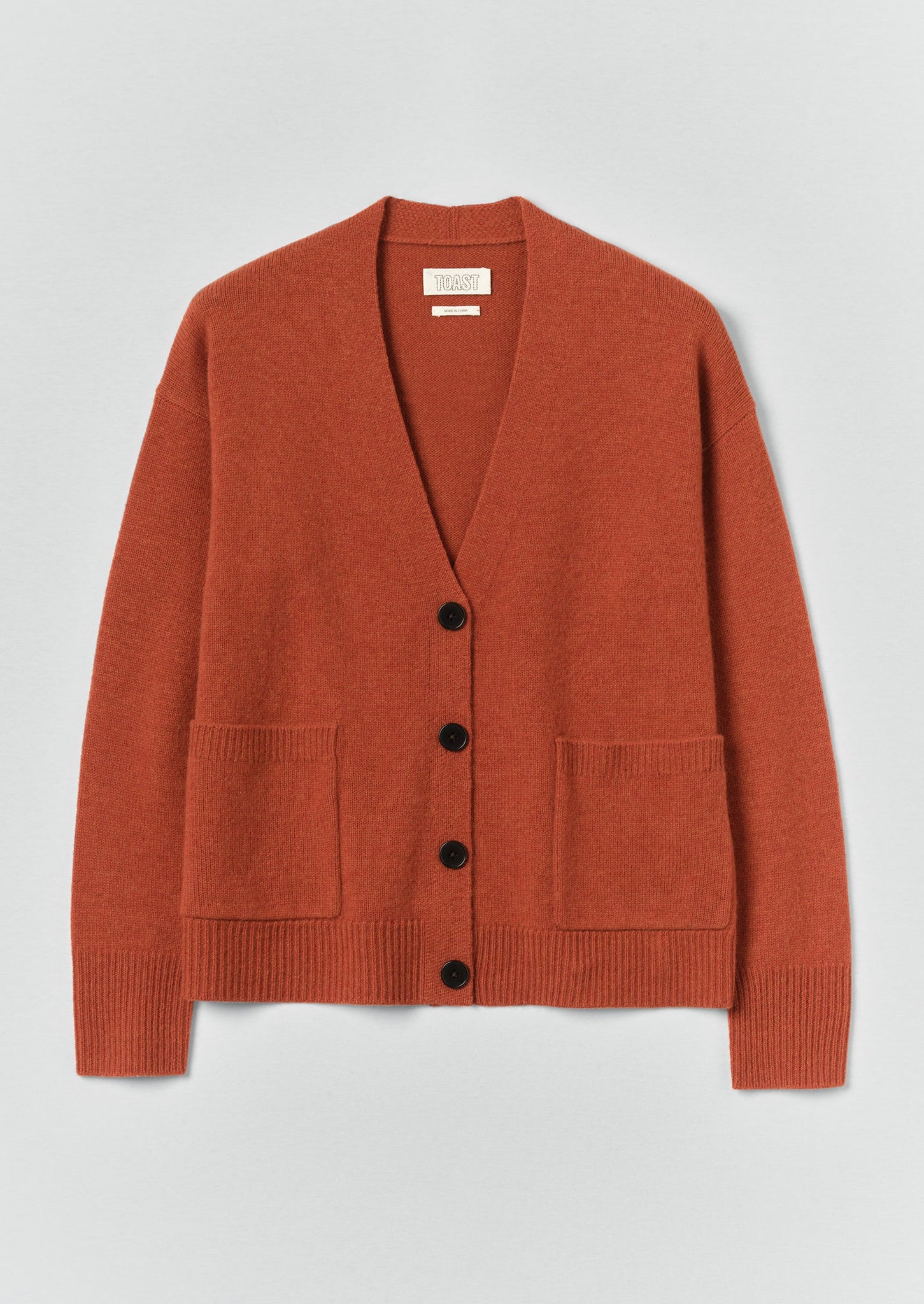 Ffion Wool Cashmere Boxy Cardigan | Terracotta