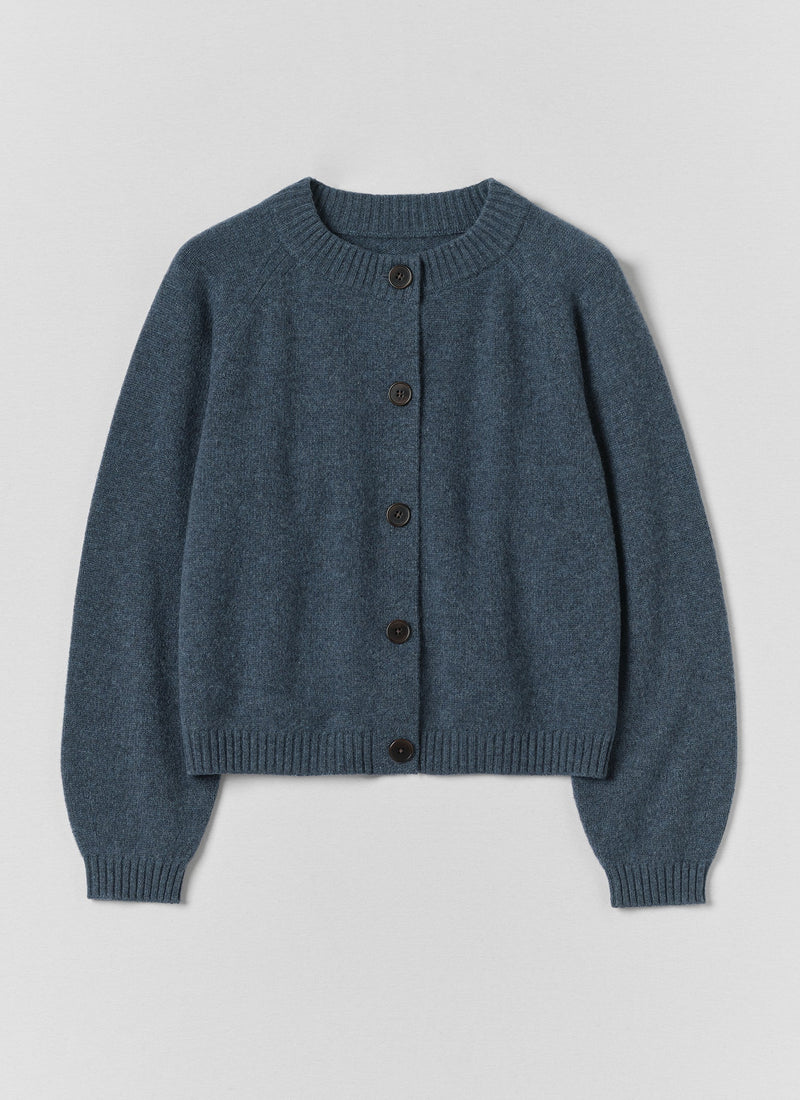 Eden Wool Cashmere Raglan Cardigan | Stormy Blue