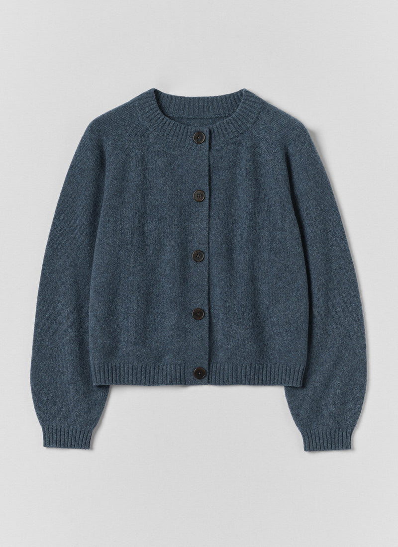 Eden Wool Cashmere Raglan Cardigan | Stormy Blue