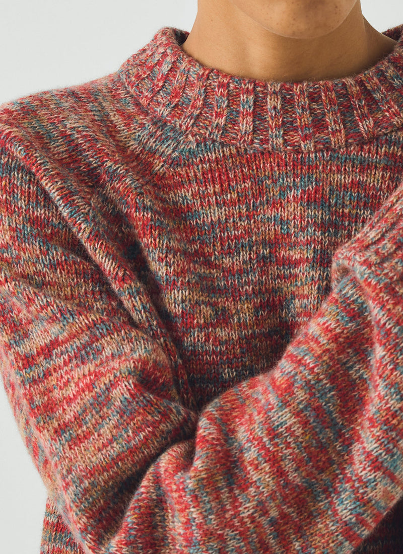 Marled Wool Sweater | Red Multi