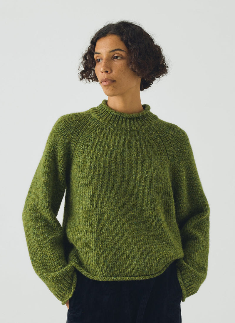 Orla Donegal Wool Sweater | Willow Green