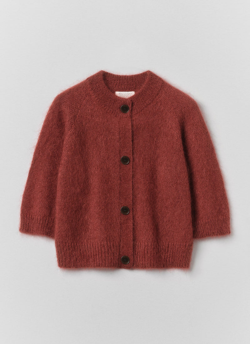 Mohair Cotton Half Sleeve Cardigan | Red Rock