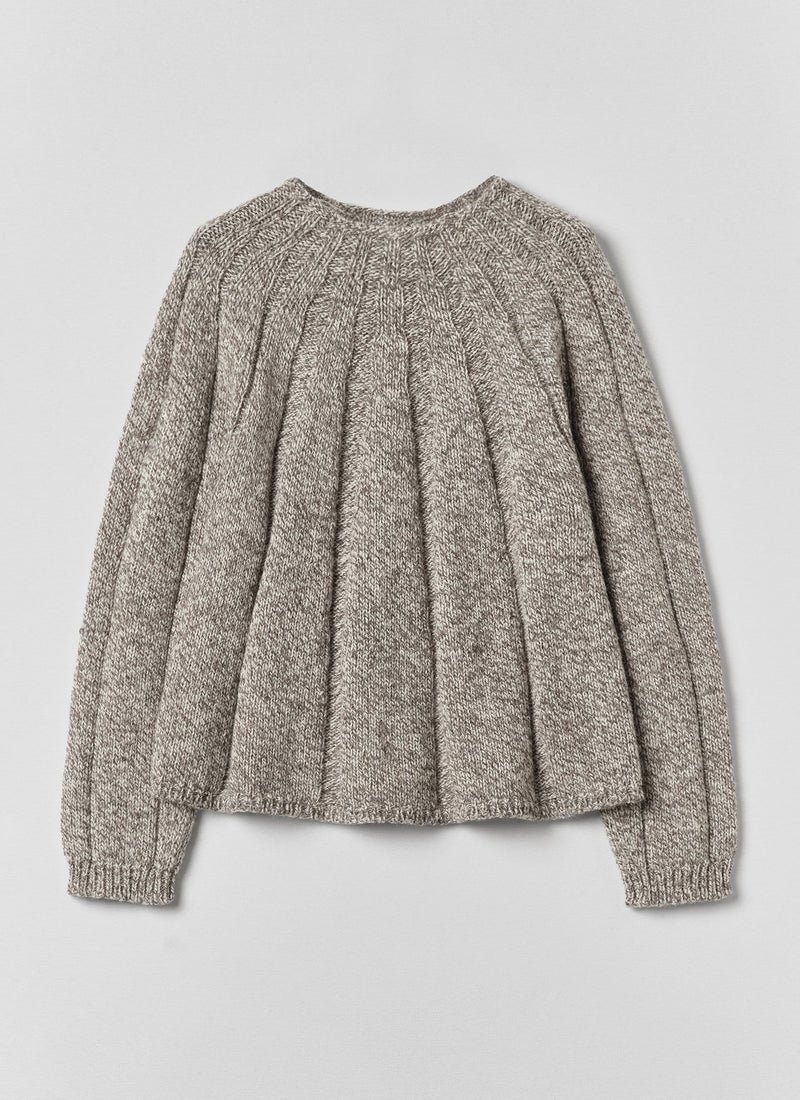 Wide Ribbed British Wool Sweater | Natural Marl