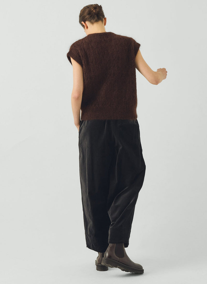 Mohair Cotton Lace Cable Tank | Chocolate