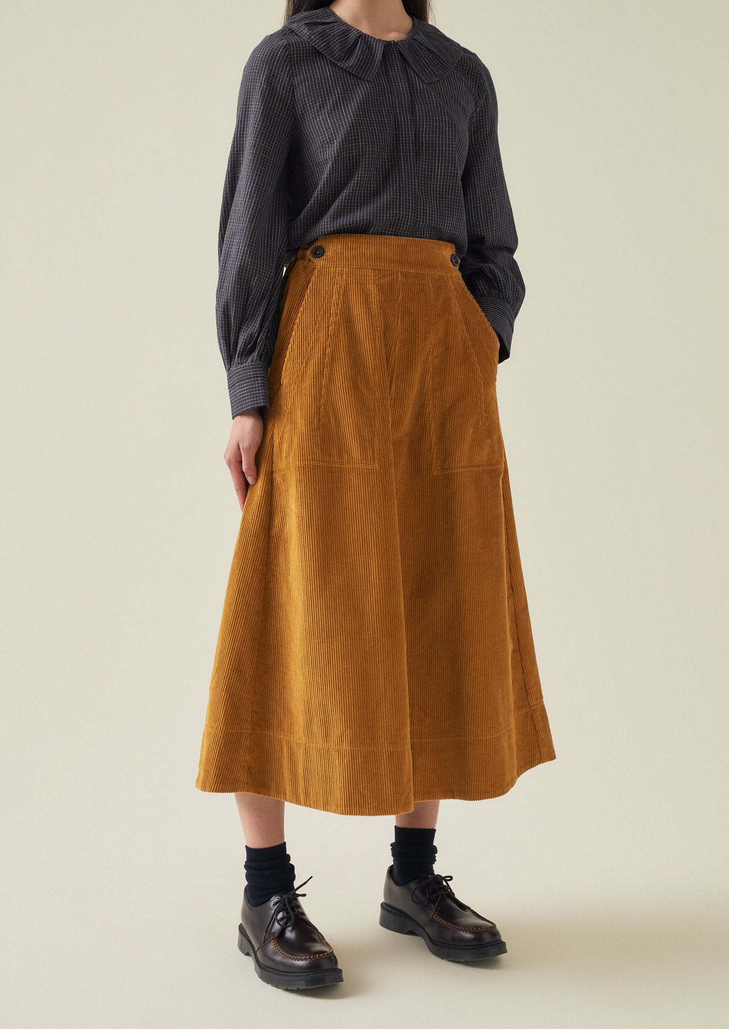 A Line Organic Cord Skirt | Toffee