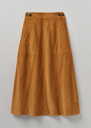 A Line Organic Cord Skirt | Toffee