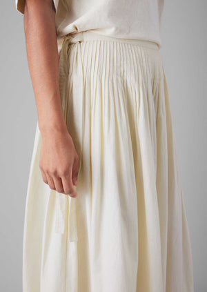 Pleated Cotton Linen Skirt | Ecru