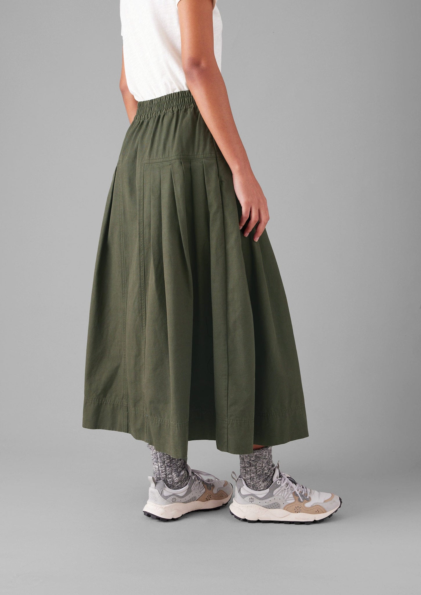 Pleated Organic Cotton Skirt | Duffle Green