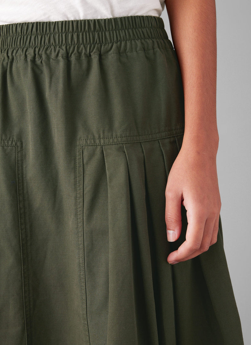 Pleated Cotton Skirt | Duffle Green