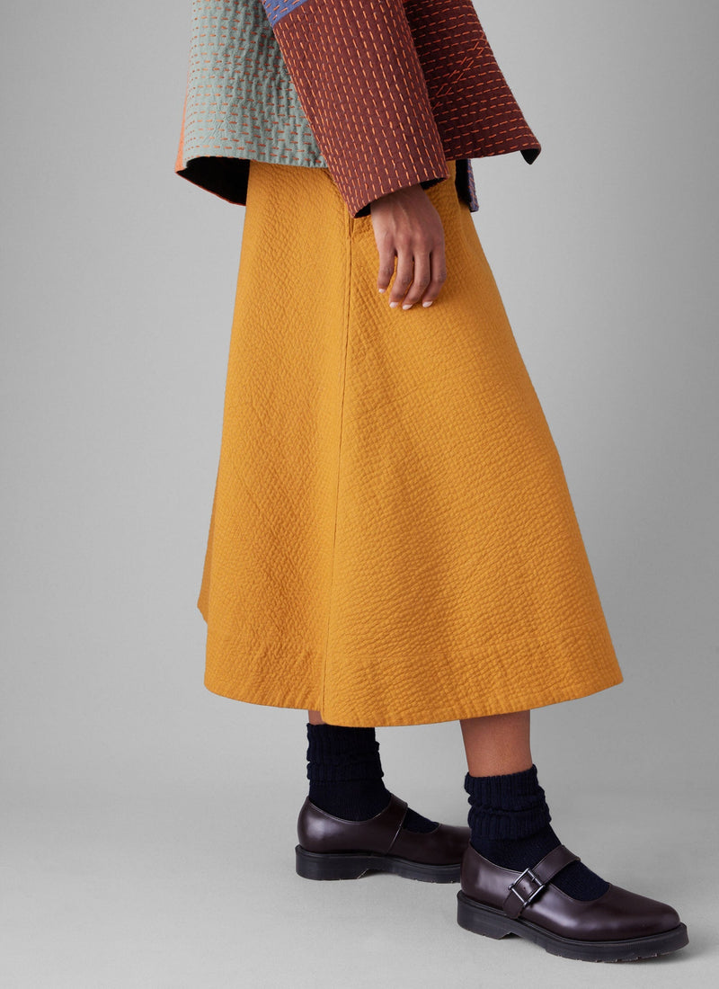Quilted Cotton Linen Skirt | Tilia Honey