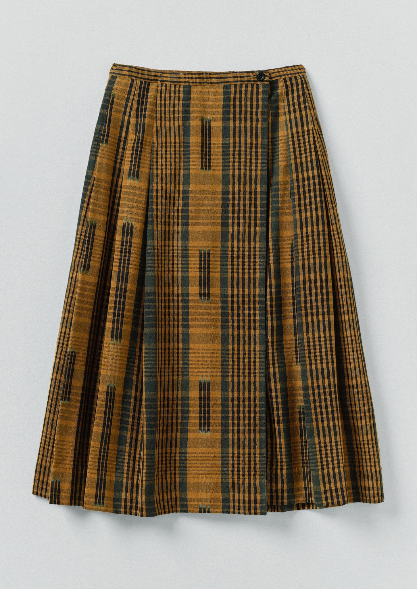 Space Dyed Check Wrap Skirt | Golden Brown