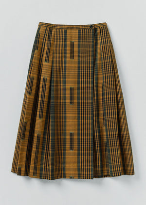 Space Dyed Check Wrap Skirt | Golden Brown