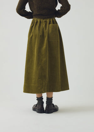 Organic Cord A Line Skirt | Antique Olive