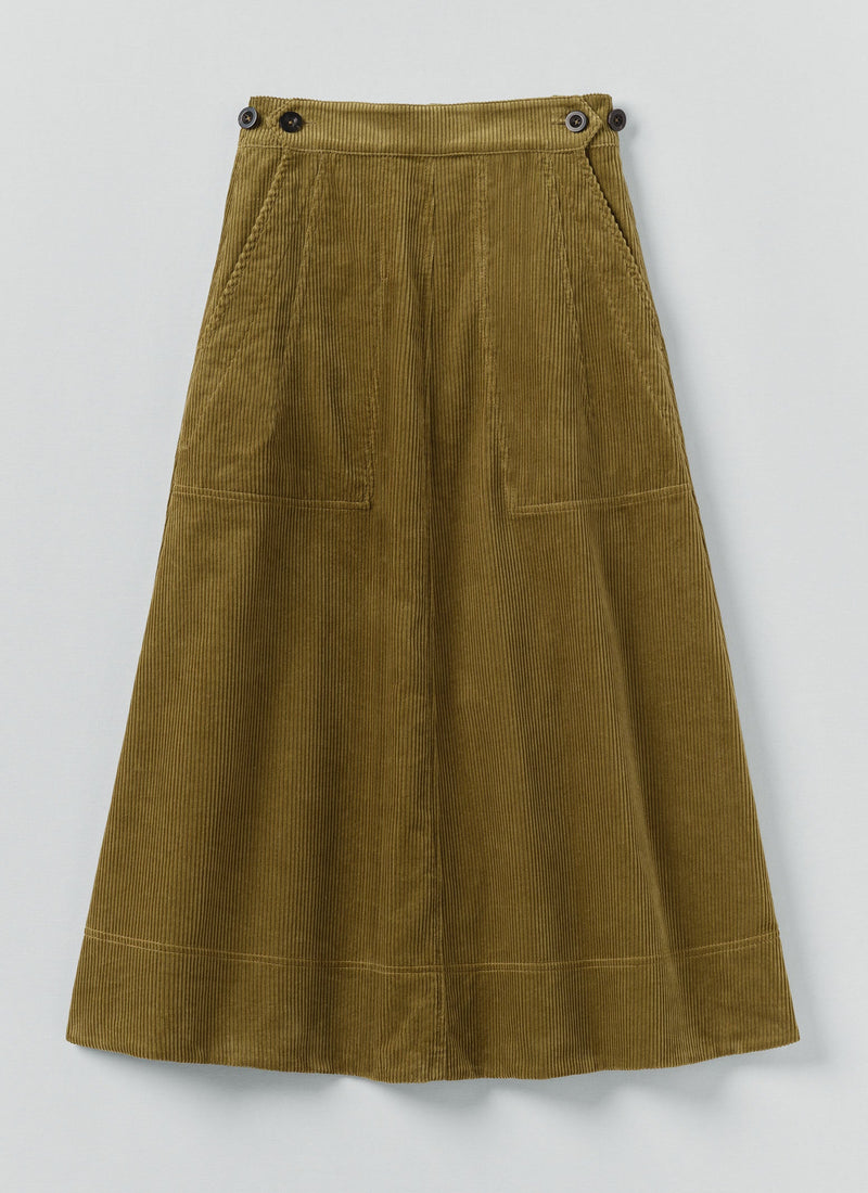 Cord A Line Skirt | Antique Olive
