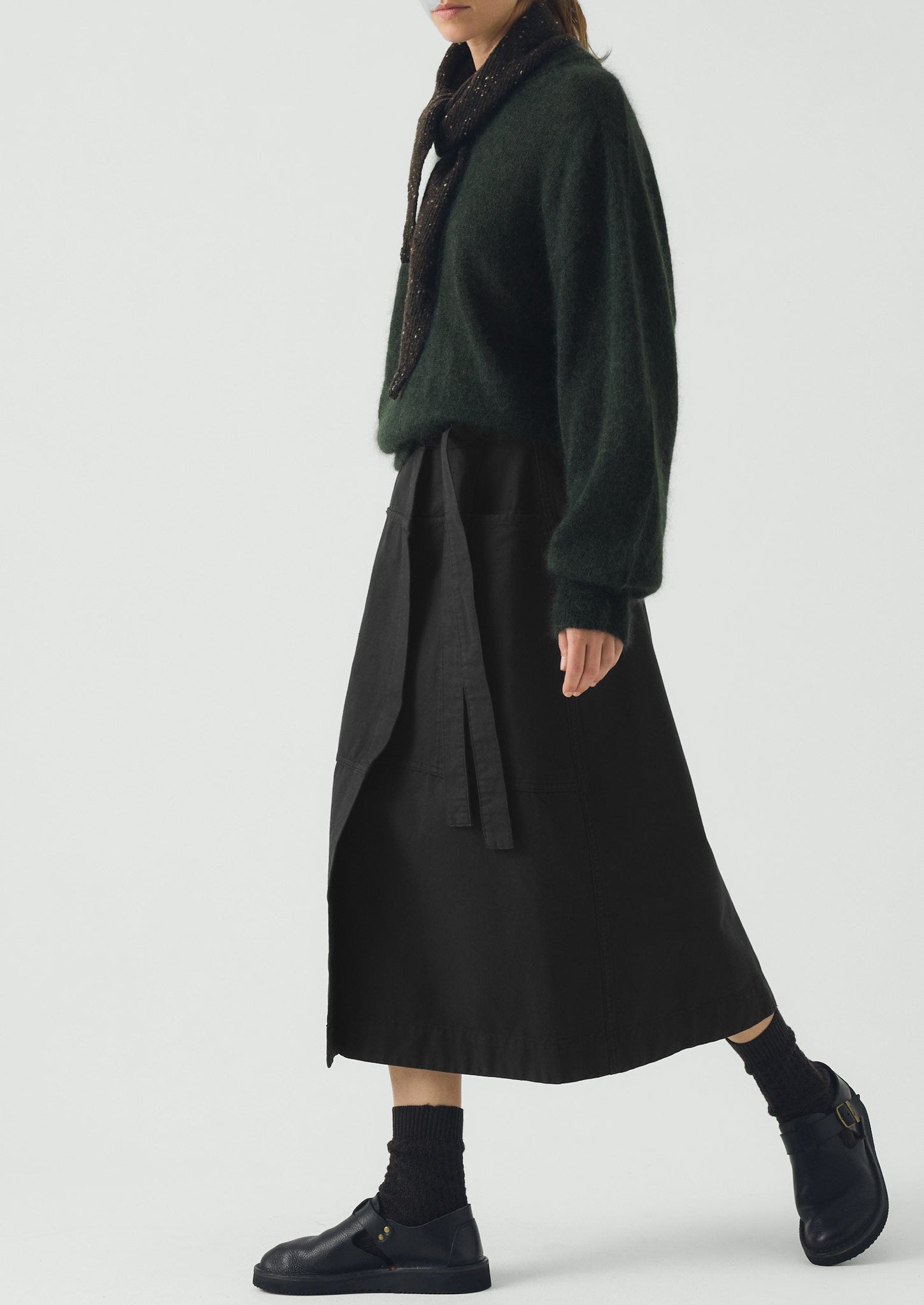 Apron Wrap Cotton Canvas Skirt | Slate