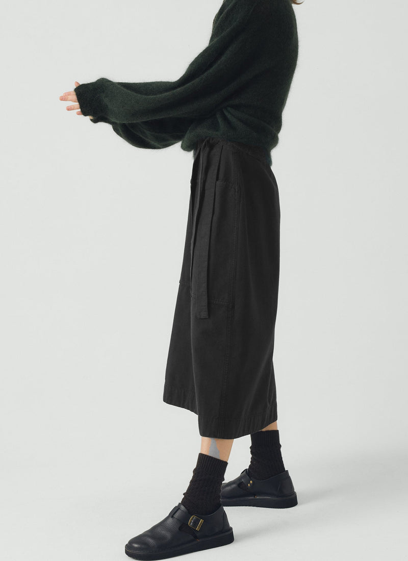 Apron Wrap Cotton Canvas Skirt | Slate