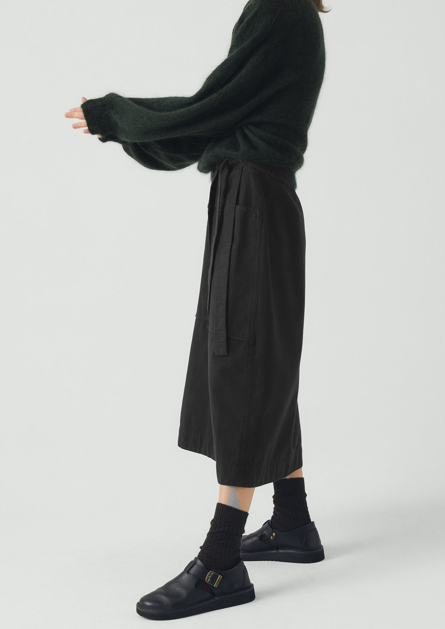 Apron Wrap Cotton Canvas Skirt | Slate