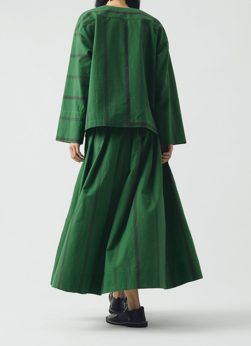 Tea Towel Stripe Cotton Skirt | Sea Green