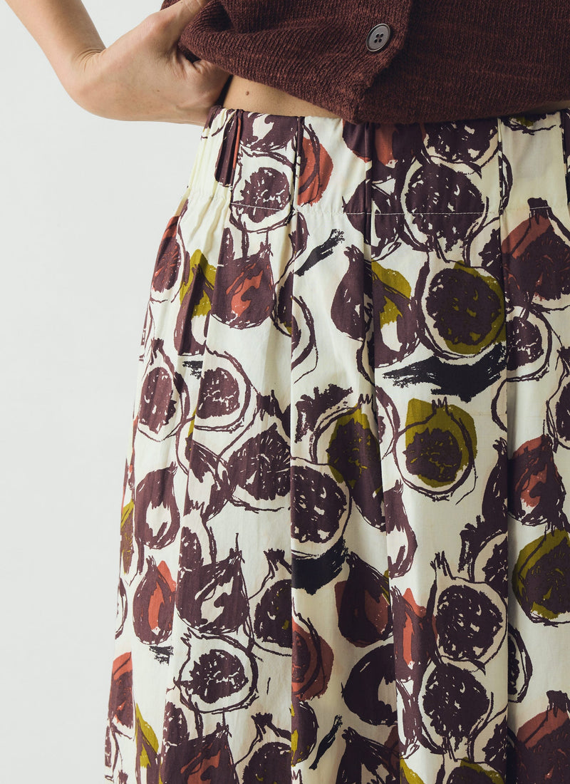 Fig Print Cotton Poplin Skirt | Chalk