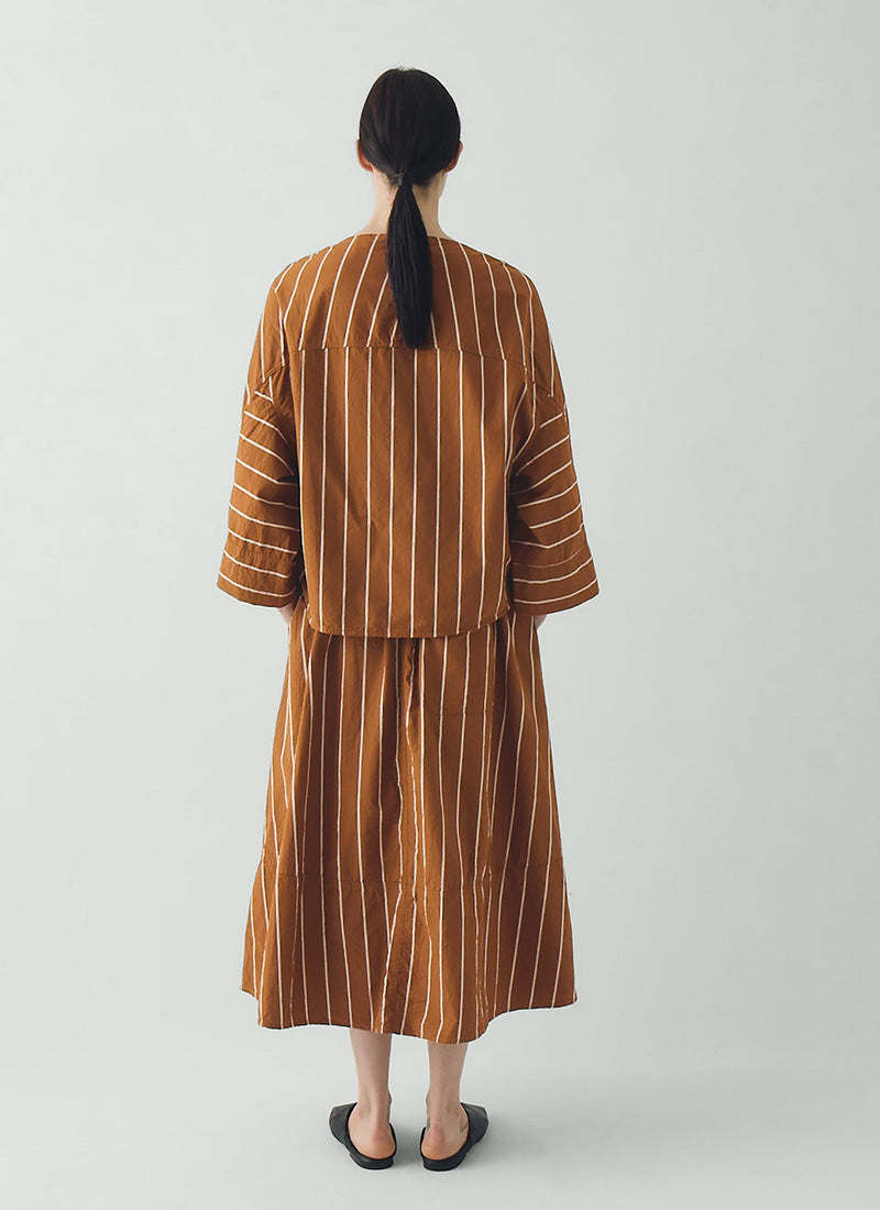 Garland Stripe Cotton Skirt | Copper/Ecru