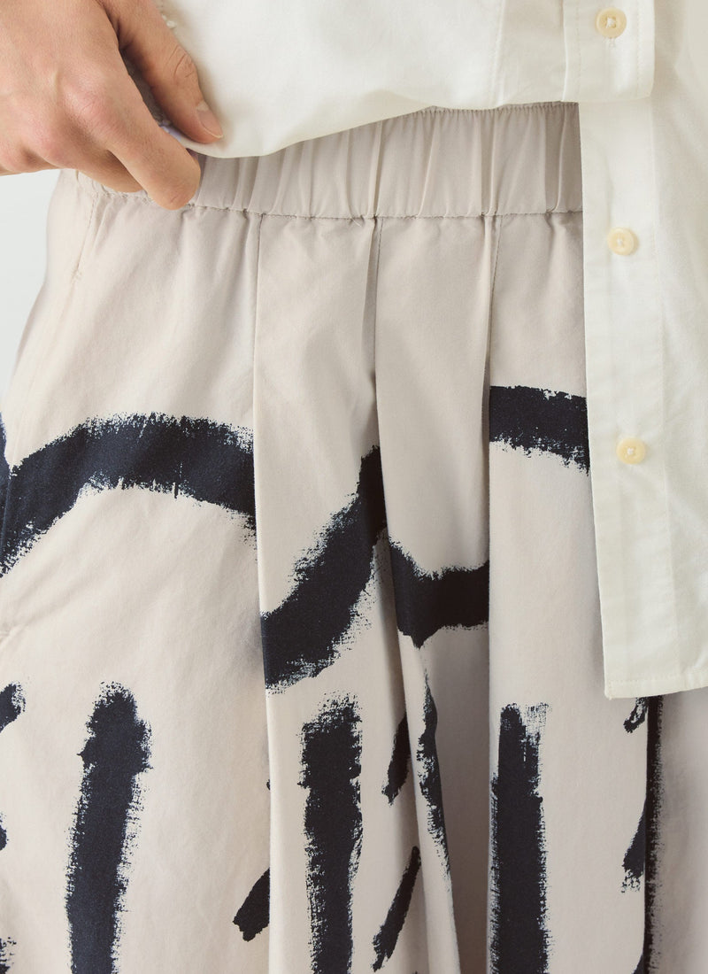 Harvest Print Cotton Linen Poplin Skirt | Black/Parchment