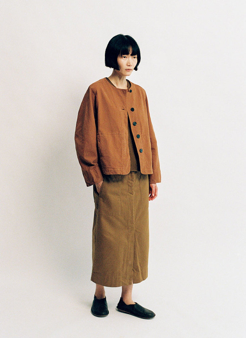 Straight Cotton Twill Skirt | Breen