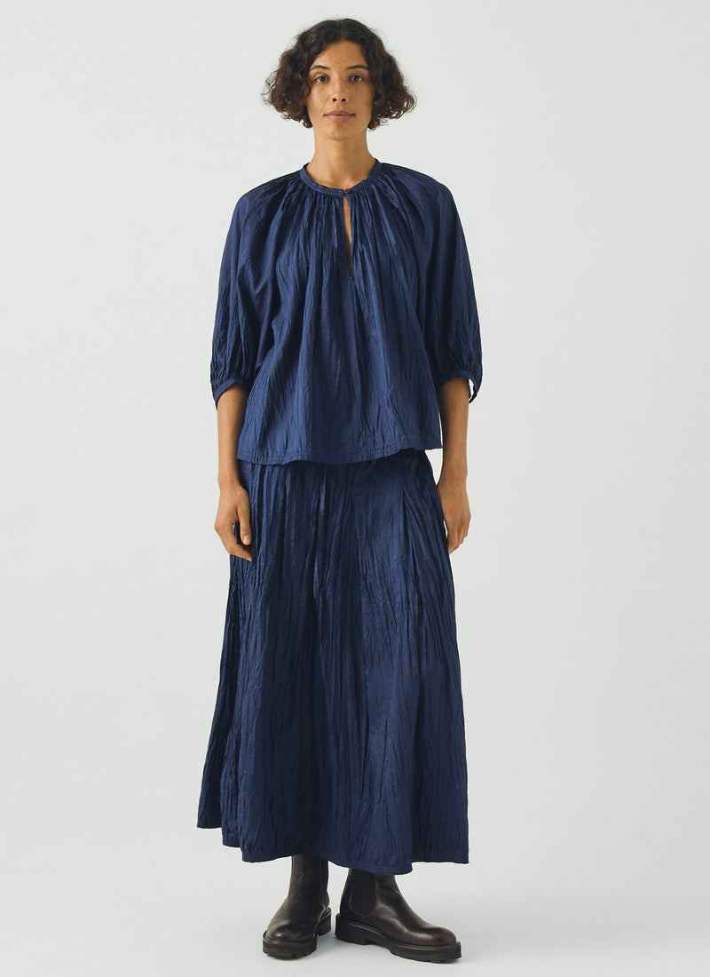 Silk Taffeta Skirt | Indigo Blue