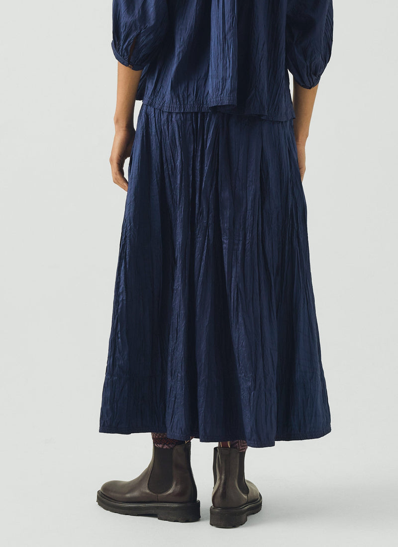 Silk Taffeta Skirt | Indigo Blue