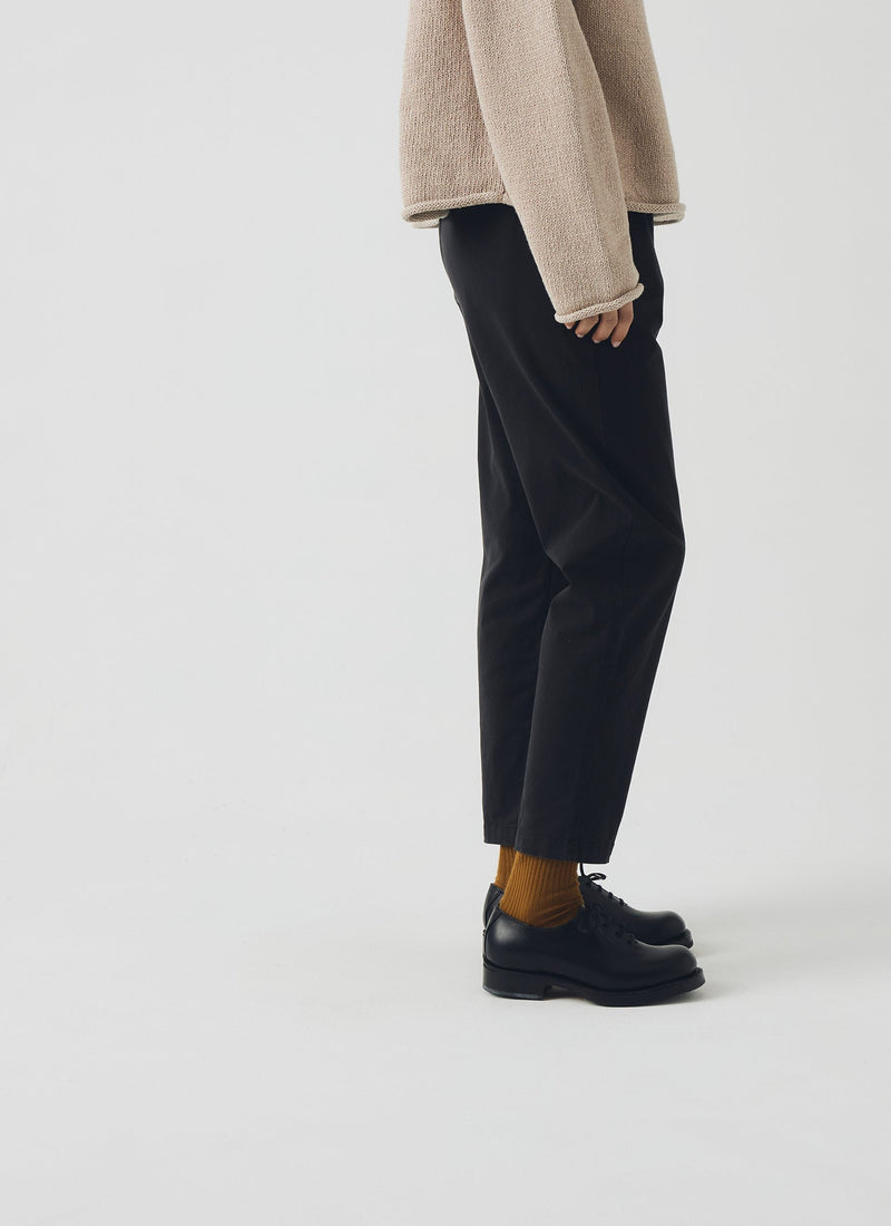 Gabi Cotton Twill  Pull On Trousers | Soft Black