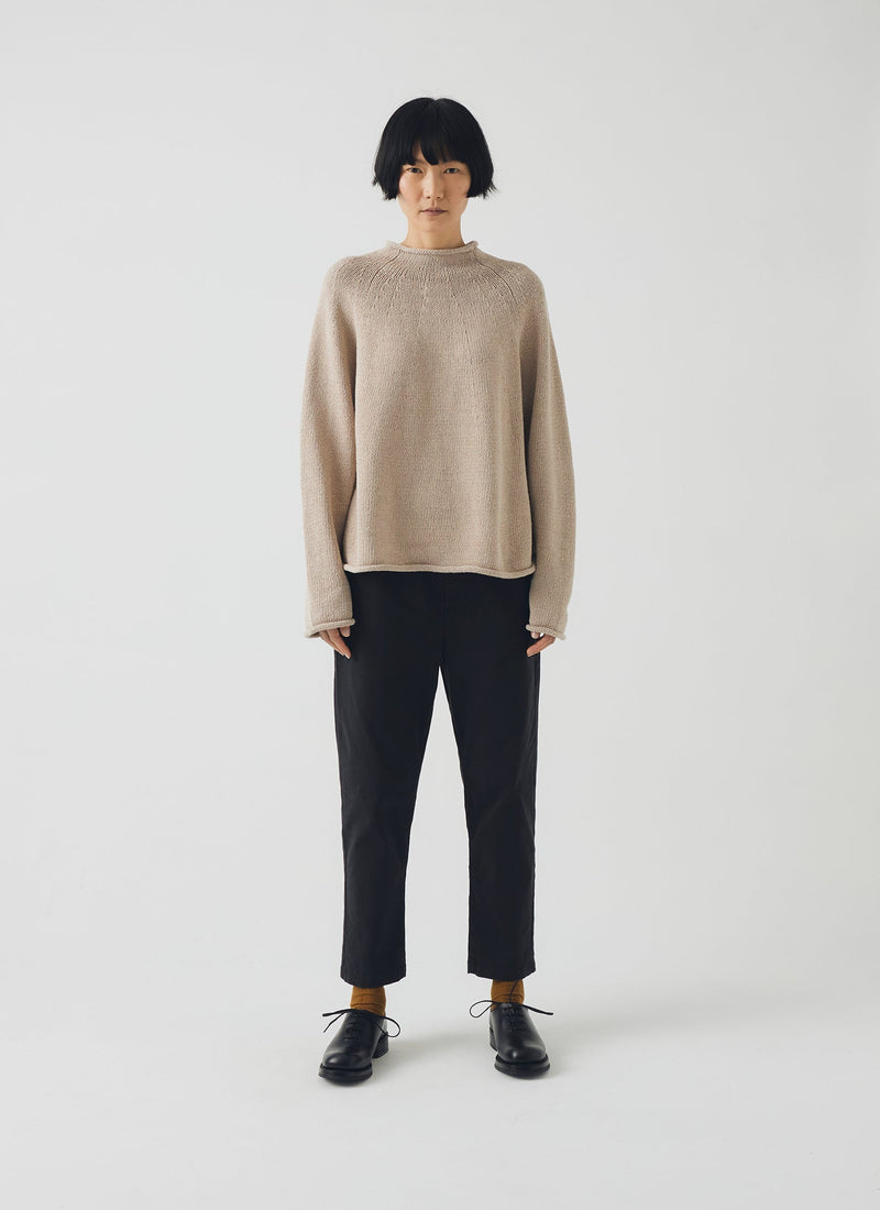 Gabi Cotton Twill  Pull On Trousers | Soft Black