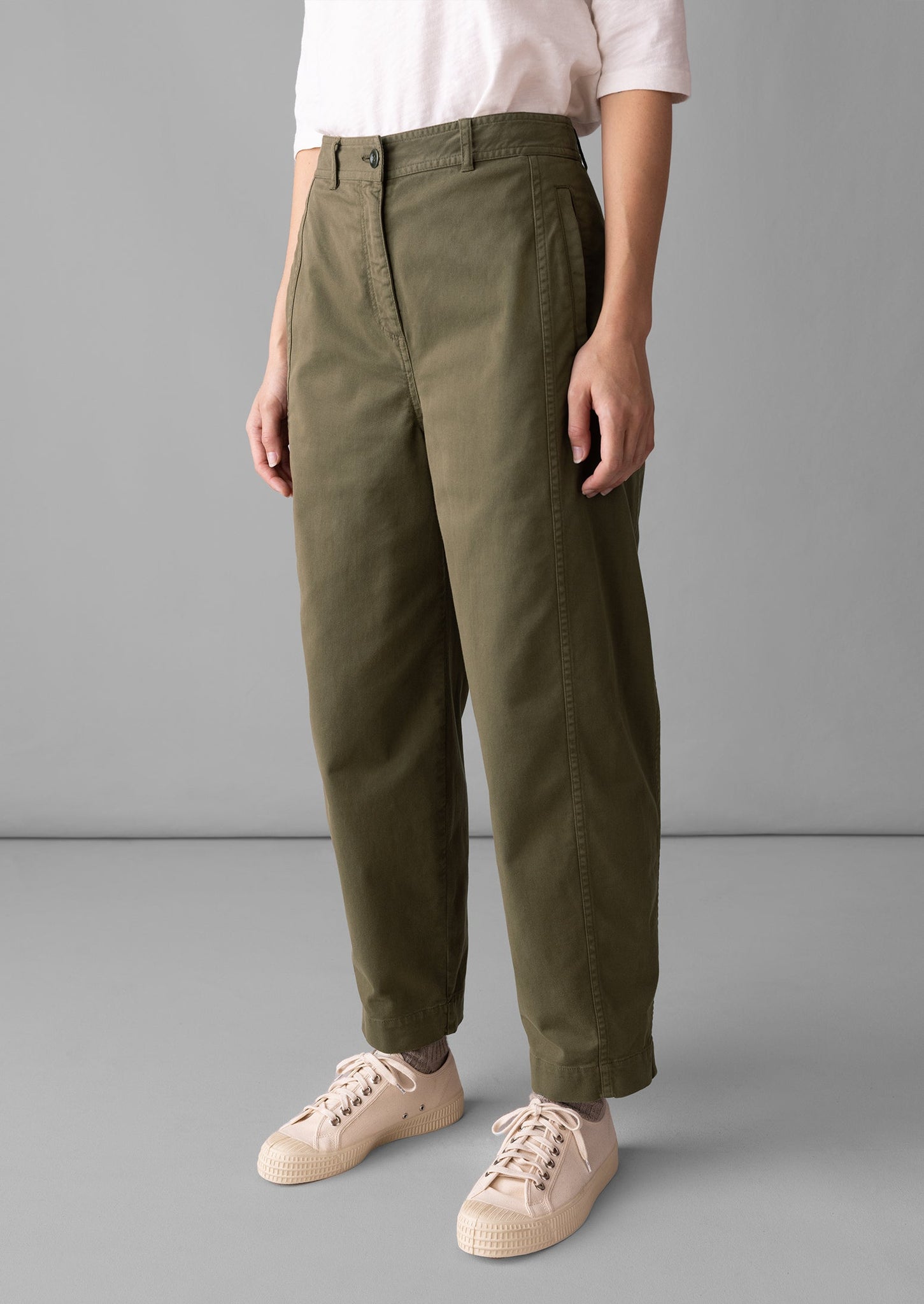 Kathe Flat Front Cotton Twill Trousers | Dark Pear | TOAST