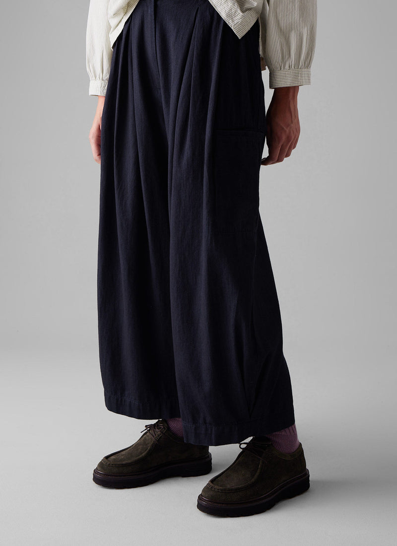 Indigo Twill Wide Leg Trousers | Indigo