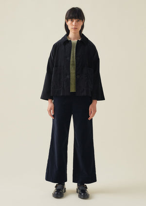 Kick Flare Cotton Velvet Trousers | Night