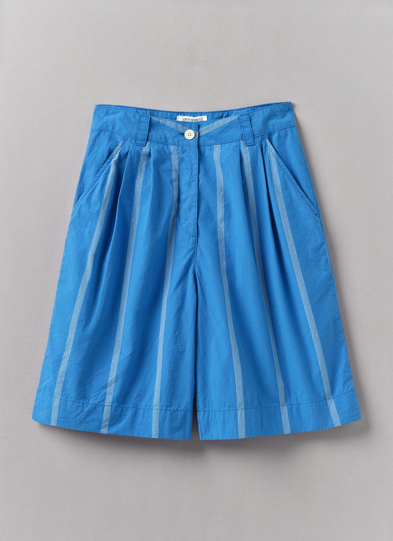 Summer Camp Stripe Cotton Shorts | Enamel Blue