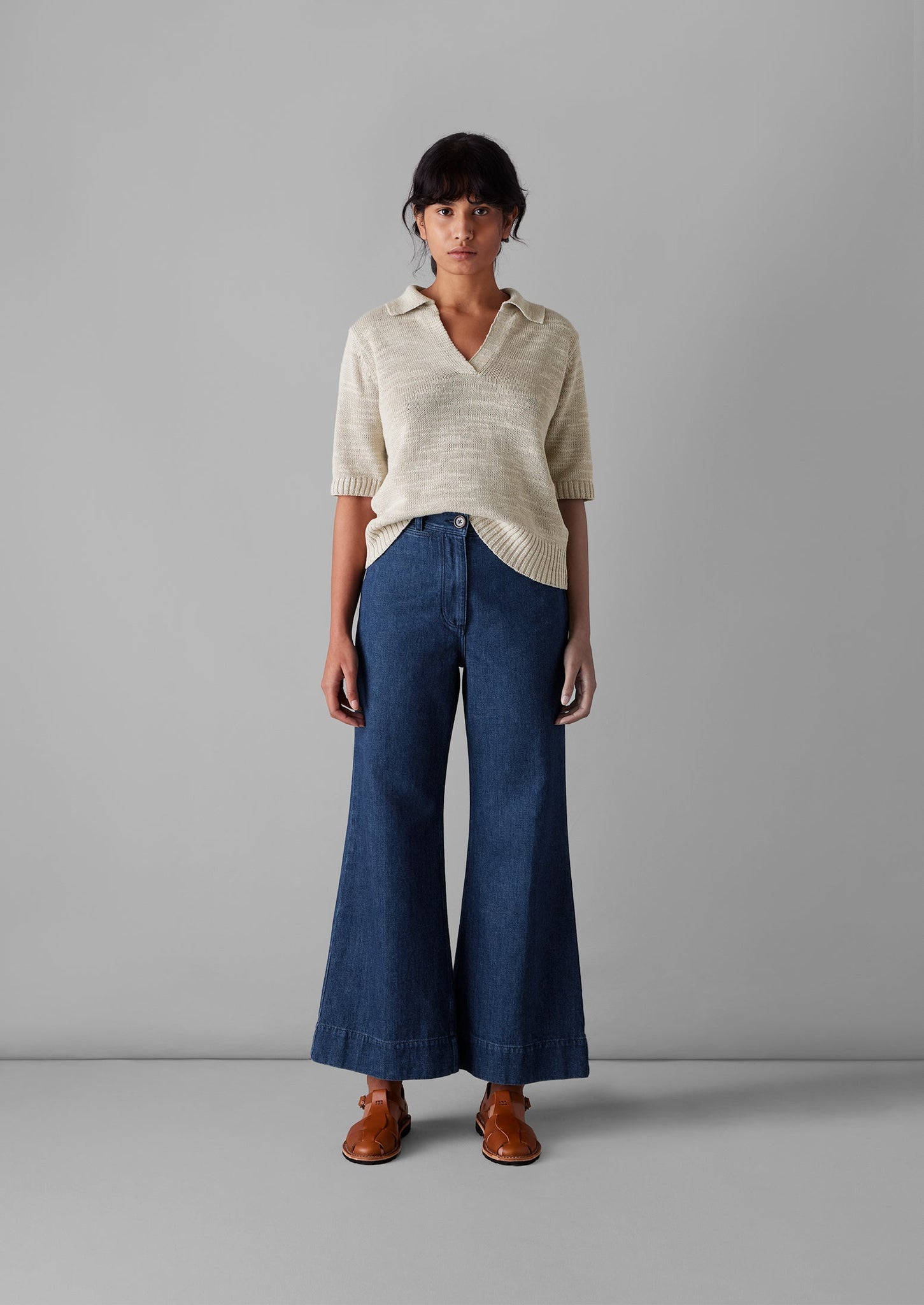 Indigo Denim Kick Flare Trousers | Indigo