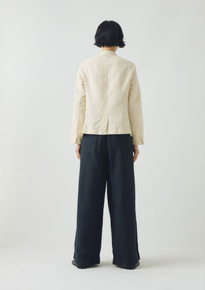 Corinne Cotton Linen Wide Leg Trousers | Slate Navy