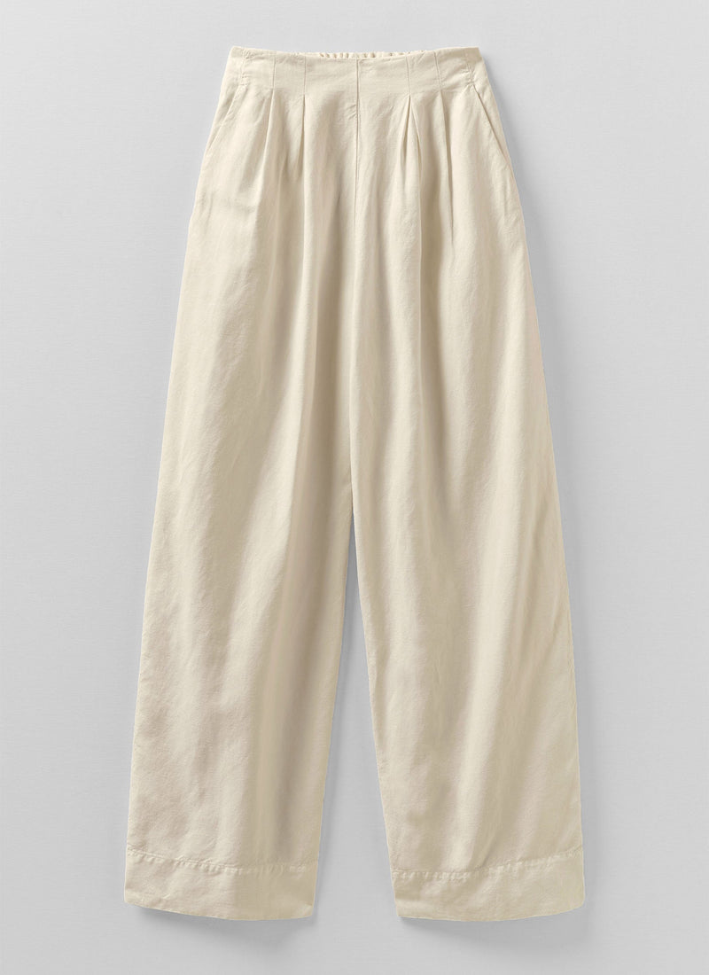 Corinne Cotton Linen Wide Leg Trousers | Parchment
