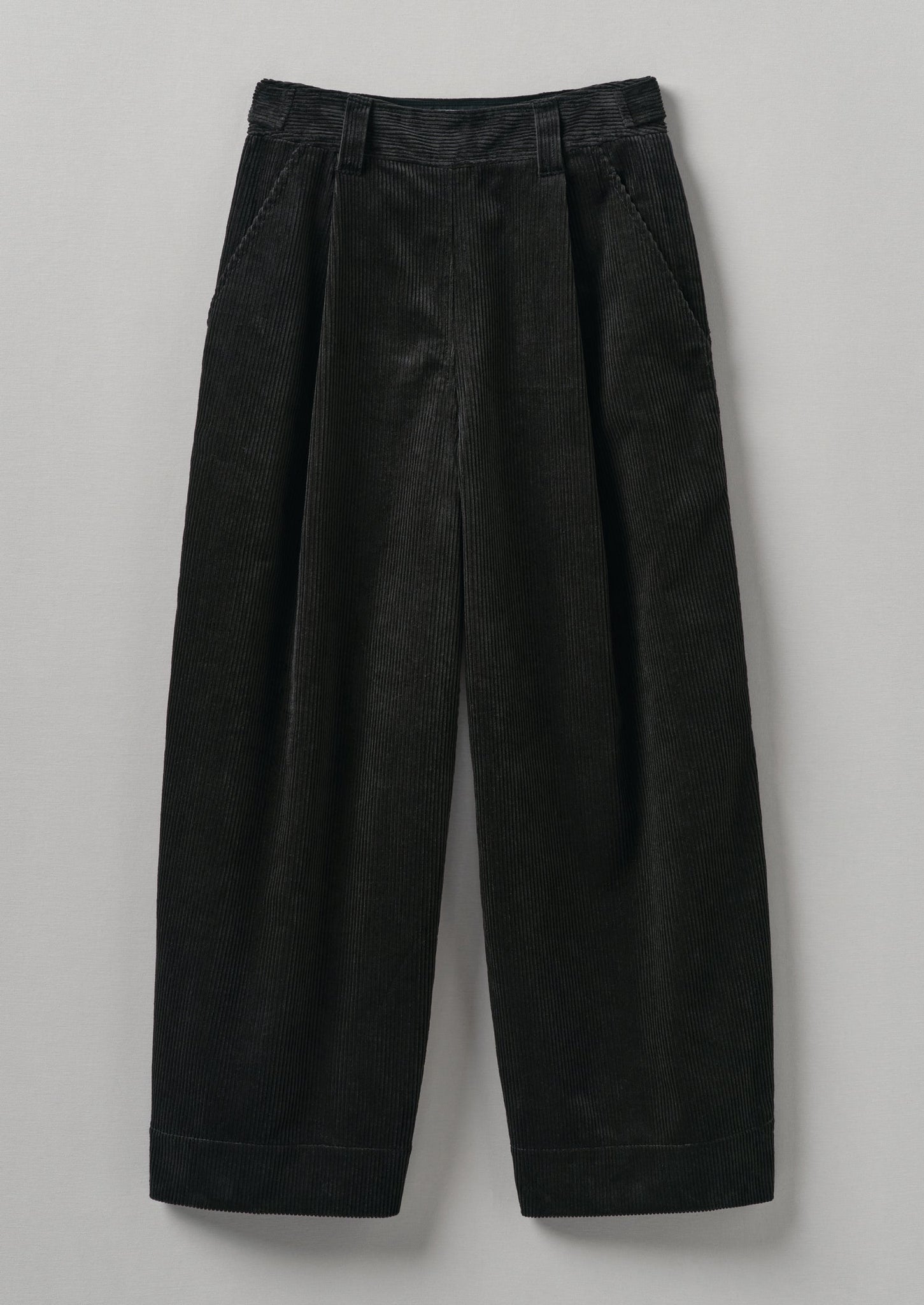 Organic Cord Pleat Front Trousers | Brown Slate