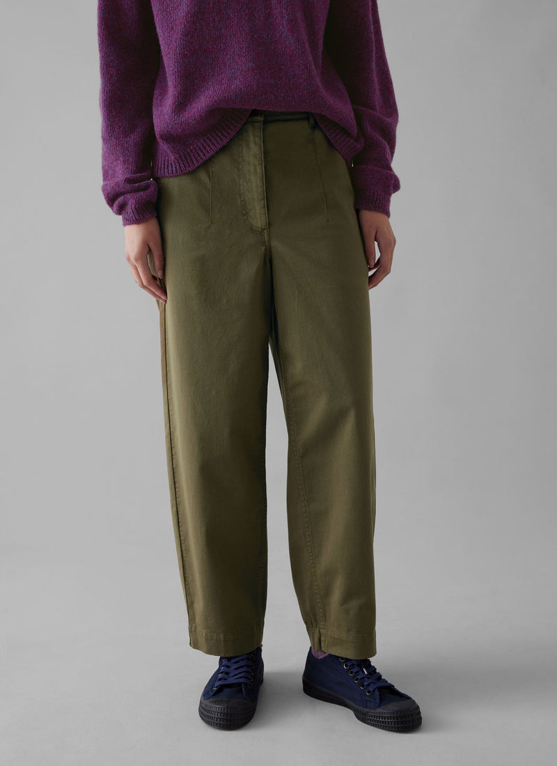 Darted Cotton Twill Trousers | Phosphorite Green
