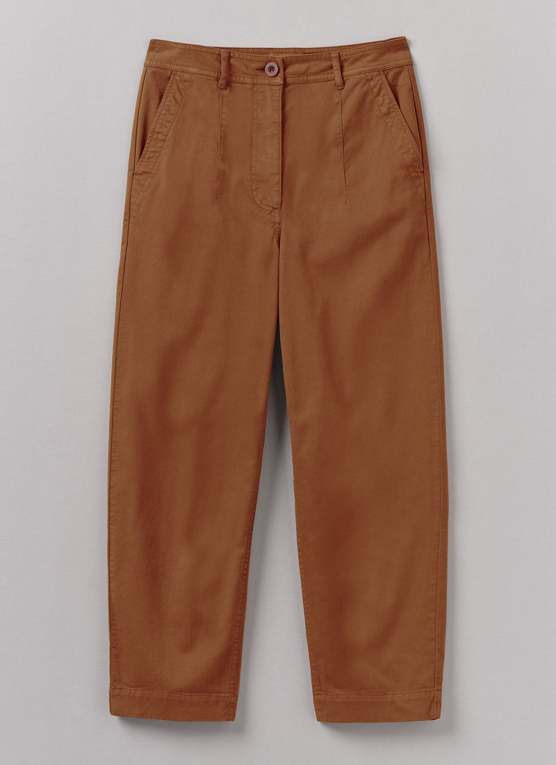 Darted Cotton Twill Trousers | Russet