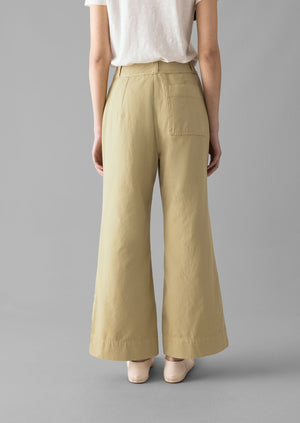 Cotton Canvas Kick Flare Trousers | Shale Stone