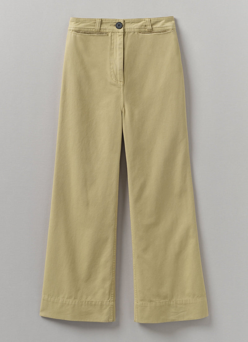 Cotton Canvas Kick Flare Trousers | Shale Stone