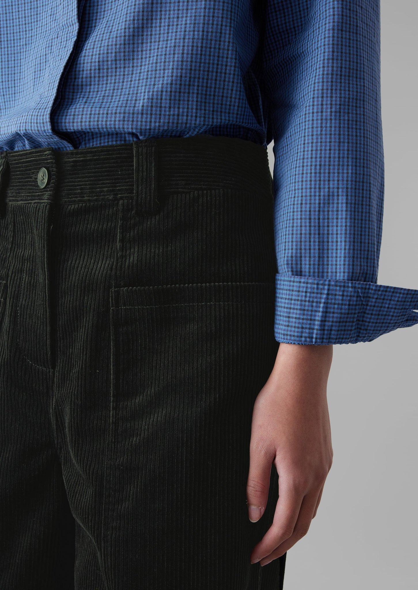 Panelled Organic Cord Trousers | Brown Slate