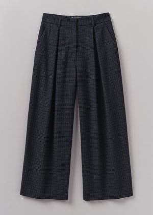 Jude Check Wool Trousers | Slate Blue