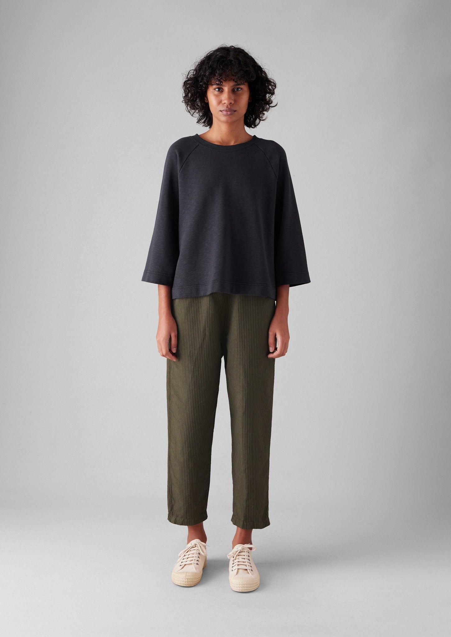 Alix Stripe Cotton Linen Trousers | Fawn