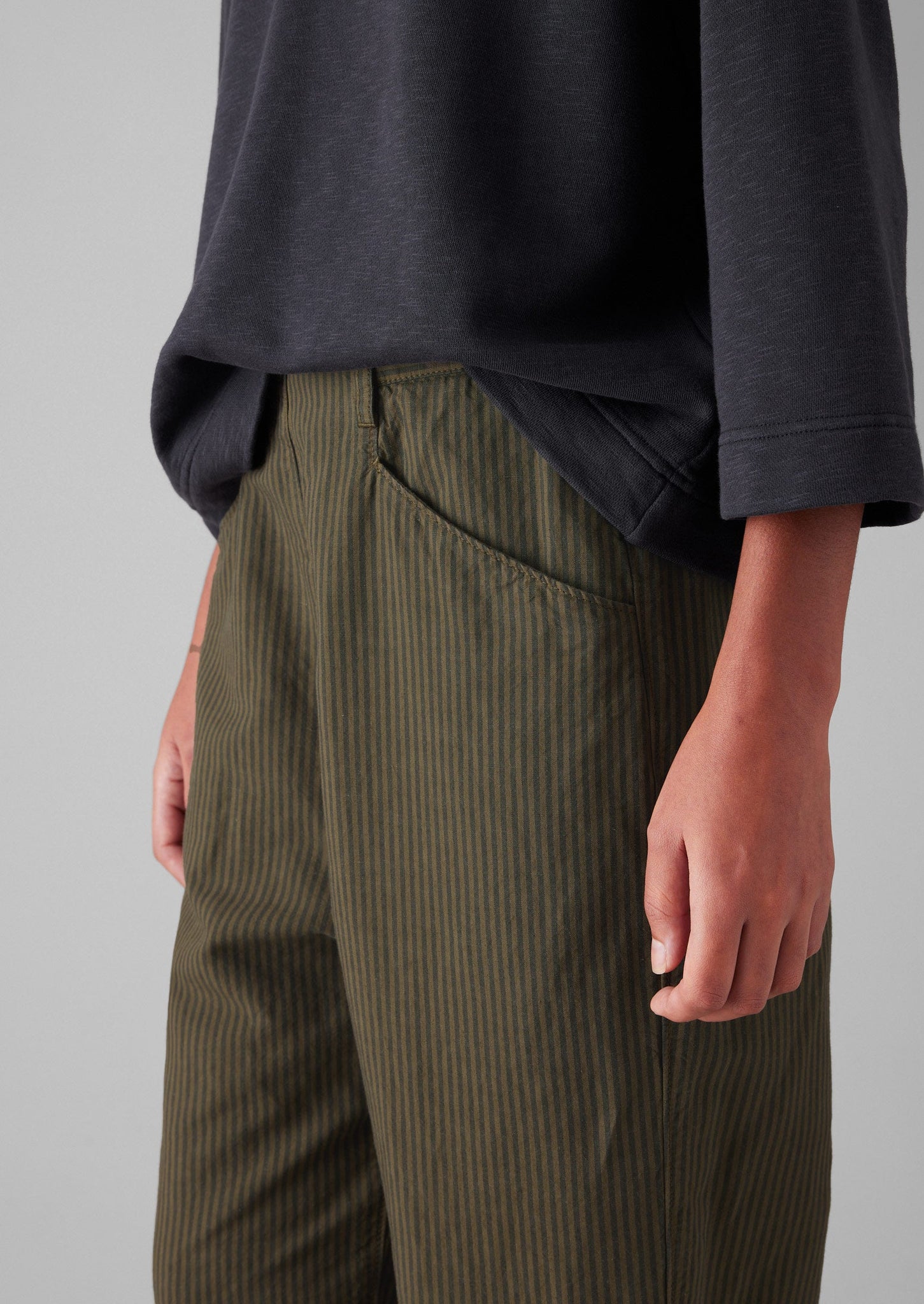 Alix Stripe Cotton Linen Trousers | Fawn