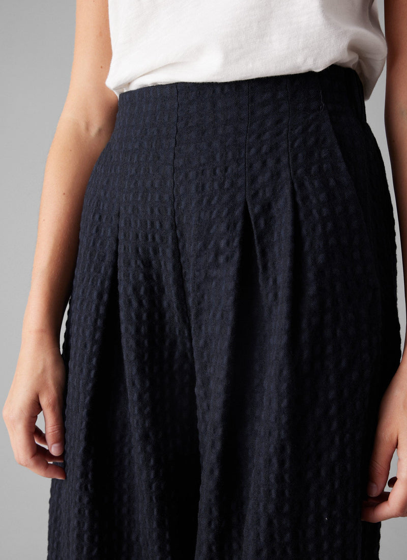 Corinne Herringbone Wide Leg Trousers | Navy