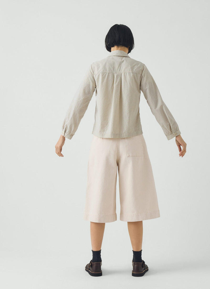 Pleated Denim Shorts | Ecru