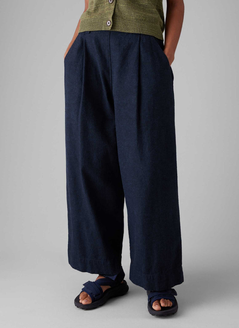 Hemp Cotton Canvas Trousers | Dark Chambray Blue