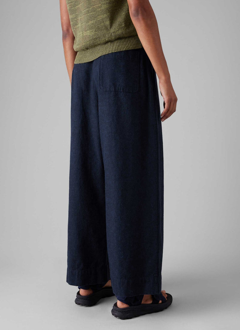 Hemp Cotton Canvas Trousers | Dark Chambray Blue